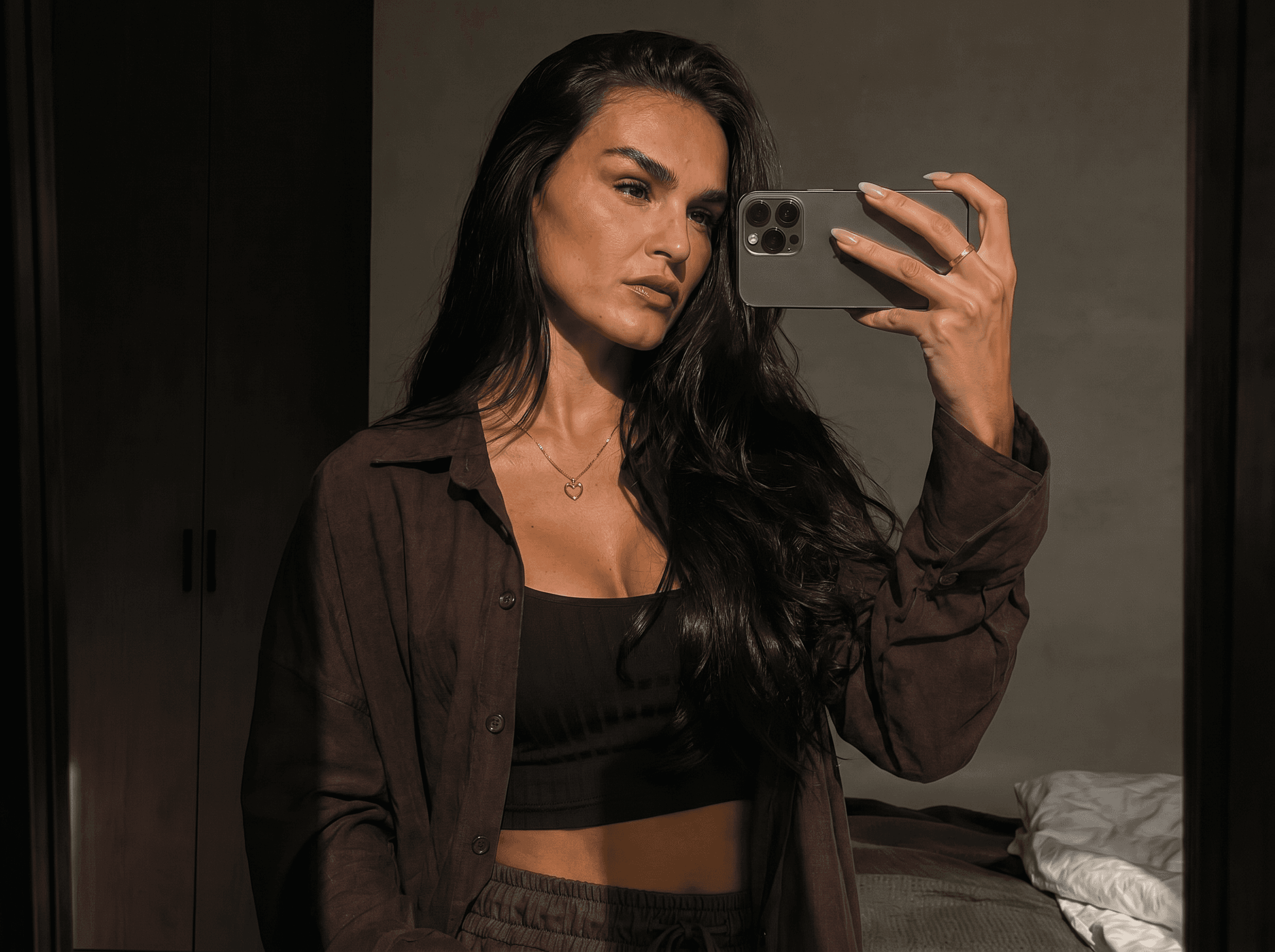 Sandra — mirror selfie for brand partnership portfolio